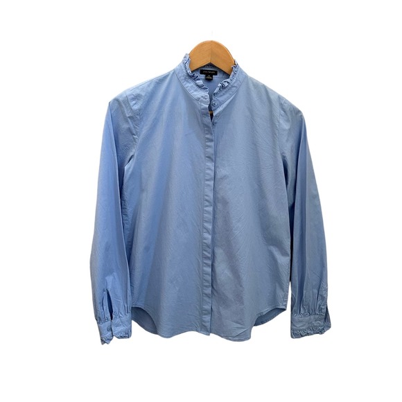 Ann Taylor Poplin Ruffle Neck Shirt Size XS - Picture 1 of 6